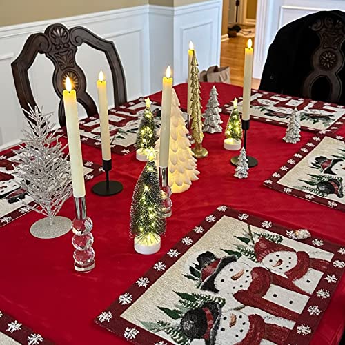 Image of Real Wax Flameless Ivory Taper Candles Flickering with Remote Timer, 9.6 inch Battery Operated Led Candles Candlesticks Black Wick with 3D Flickering Flame Pack of 6 for Christmas Home Wedding Decor