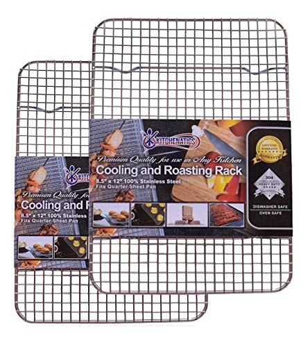 Kitchenatics 100% Stainless Steel Cooling, Roasting and Baking Racks fit Small Quarter Sheet