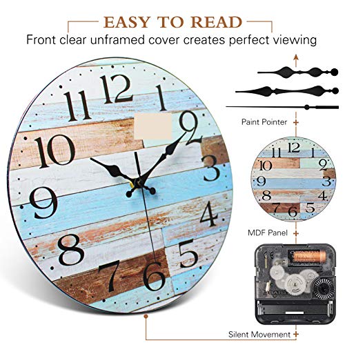 image for LAMIKO Non-Ticking Silent Wall Clocks 12 Inch Battery Operated Vintage