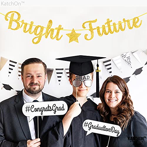 Image of KatchOn, Gold Graduation Banner 2026-10 Feet, Pre Strung | Bright Future Gold Graduation Banner for Graduation Decorations 2026 | Bright Future Decorations, 2026 Graduation Decorations