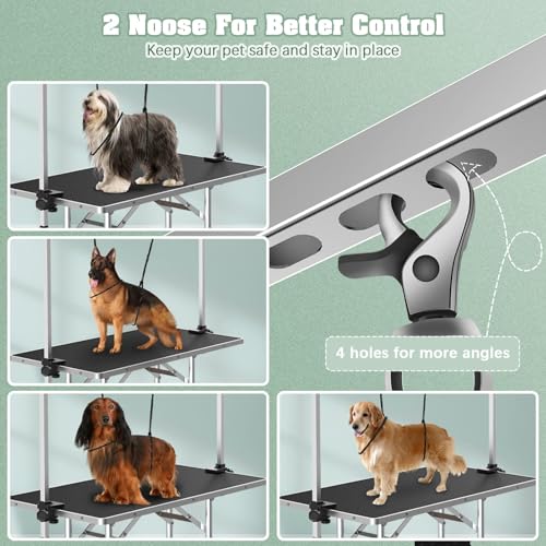 Image of Lyromix 42'' Stainless Steel Pet Dog Grooming Table, Arm /Noose /Tray, Black