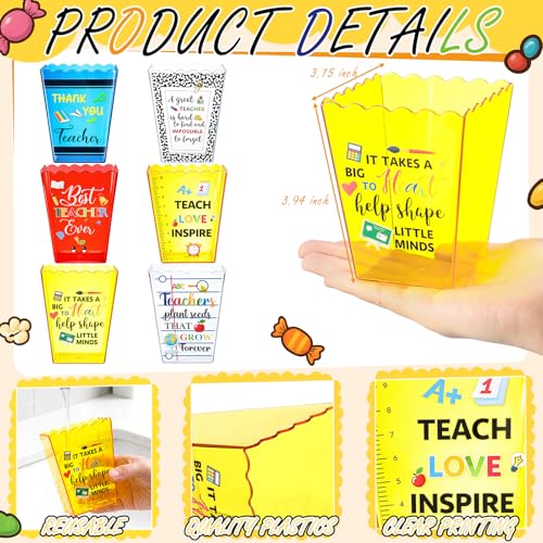 Image of Mimorou 6 Pcs Back to School Teacher Gift Box Container Notebook Pencil Composition Book Crayon Popcorn Candy Jar Containers Holders for First Day of School Party (Classic)