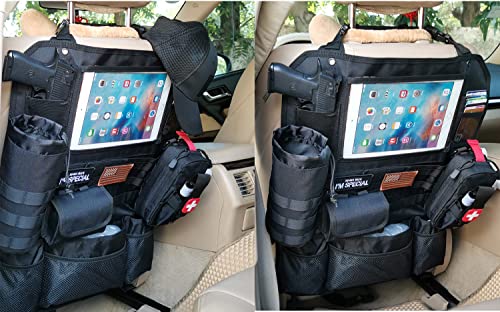 Image of Upgrade Tactical Seat Back Organizer Molle Car Seat Organizer with 4 Detachable Pouches: Trauma Medical Pouch, Water Bottle Pouch, Vehicle Protector Organizers (Modern B Black)