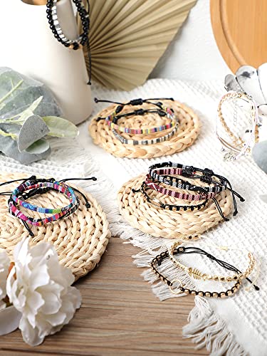 Jadive 24 Pcs Surfer Beach Bracelet Set Braided Bracelets Adjustable Boho String Bracelet Surfer Woven Friendship Bracelet Set Ankle Handmade Wrist Cord For Valentine's Day Girls Women Men Gifts #TOP5