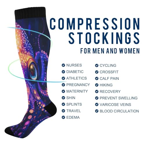 ALAZA Kraken Magic Compression Socks for Women Men Unisex Knee High Stockings for Running Athletic4