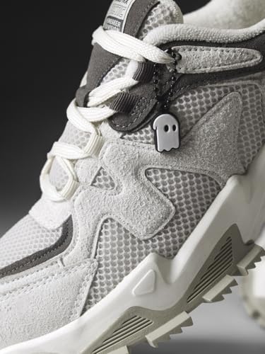 Image of The Souled Store Fumes NX: Sage Men and Boys Low Top Sneakers Green and Off White Streetwear Chunky Trainer Breathable Mesh Cushioned Midsole Durable Sole Lace Up Lightweight Padded Collar