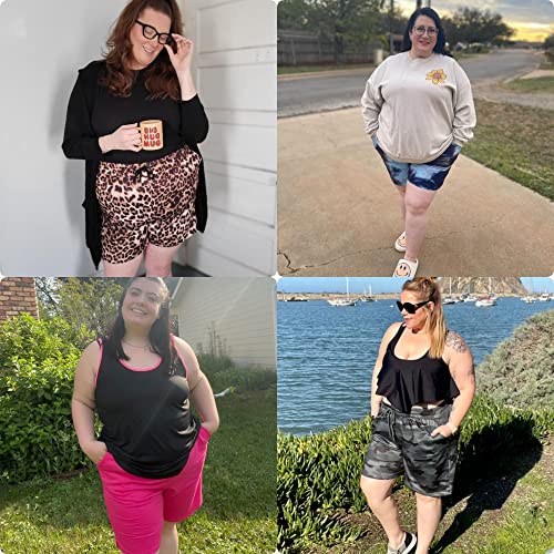 COOTRY Plus Size Shorts for Women Quick Dry Elastic Waist Drawstring Pockets Lounge Workout Athletic Running Shorts3