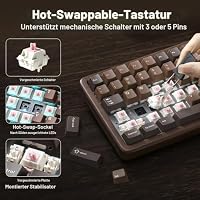 YUNZII WOOD84 75% Mechanische Tastatur Holz-Gaming-Tastatur(Wood, Candy) – Ansicht 5