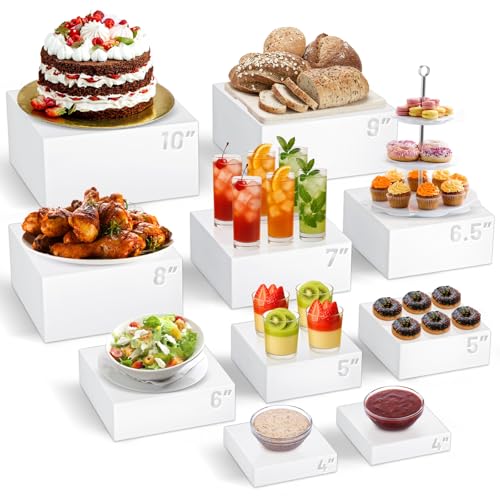 Image of 10 Pcs Acrylic Buffet Risers, Table Food Display Stands for Dessert Cupcake