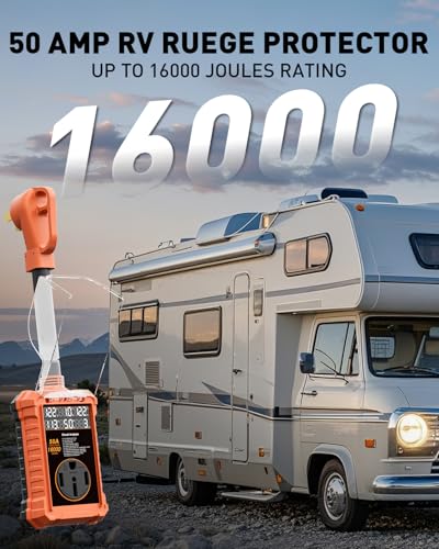 Image of RV Surge Protector 50 Amp with Digital Display & Auto-Shutoff | 16,000J Circuit Analyzer, Real-Time Voltage Current KWH, Waterproof RV Power Surge Protector for Camper, Motorhomes