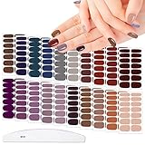 XEAOHESY 20 Sheets Dark Solid Color Nail Polish Strips with Nail File Self-Adhesive Retro Color Gel