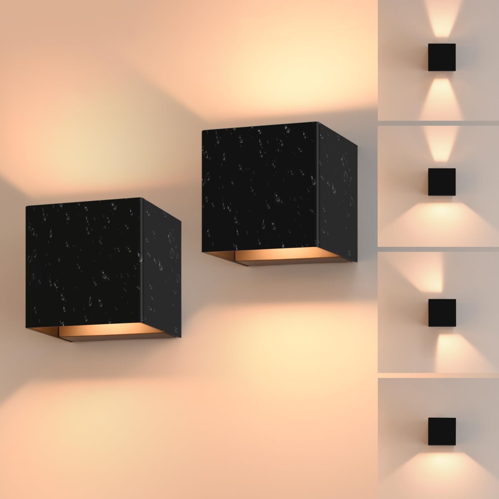 FUDESY 2Pcs LED Wall Lights Indoor, 12W Outdoor Up Down Wall Lamp Sconce Lighting
