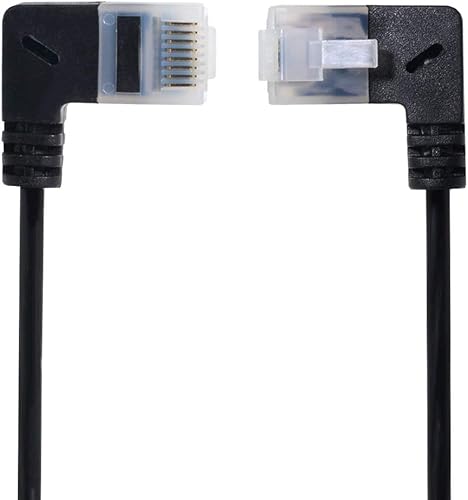 Vista 9 de xiwai Cable Ethernet Cat6 ultradelgado RJ45 en ángulo izquierdo de 9.8 in UTP Cable de conexión de 90 grados Cat6a LAN para portátil router TV BOX