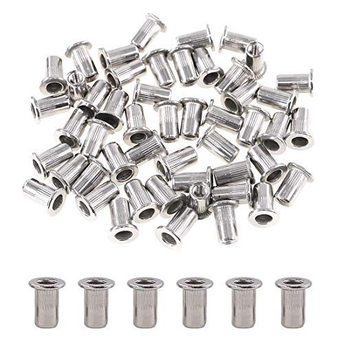 Glarks Juego de 50 tuercas de remache roscadas de cabeza plana M4 de acero inoxidable 304 (M4)