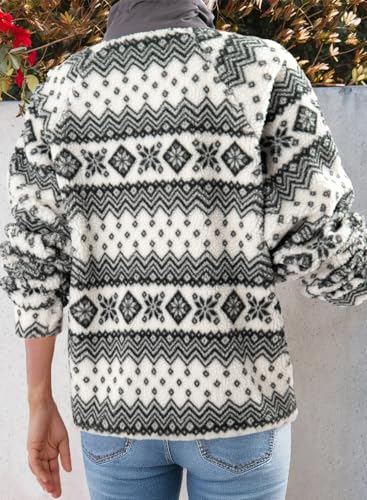 Dokotoo Women Fleece Jacket Casual Long Sleeve Sherpa Button Down Jackets for Women Printed Warm Coats With Pockets2