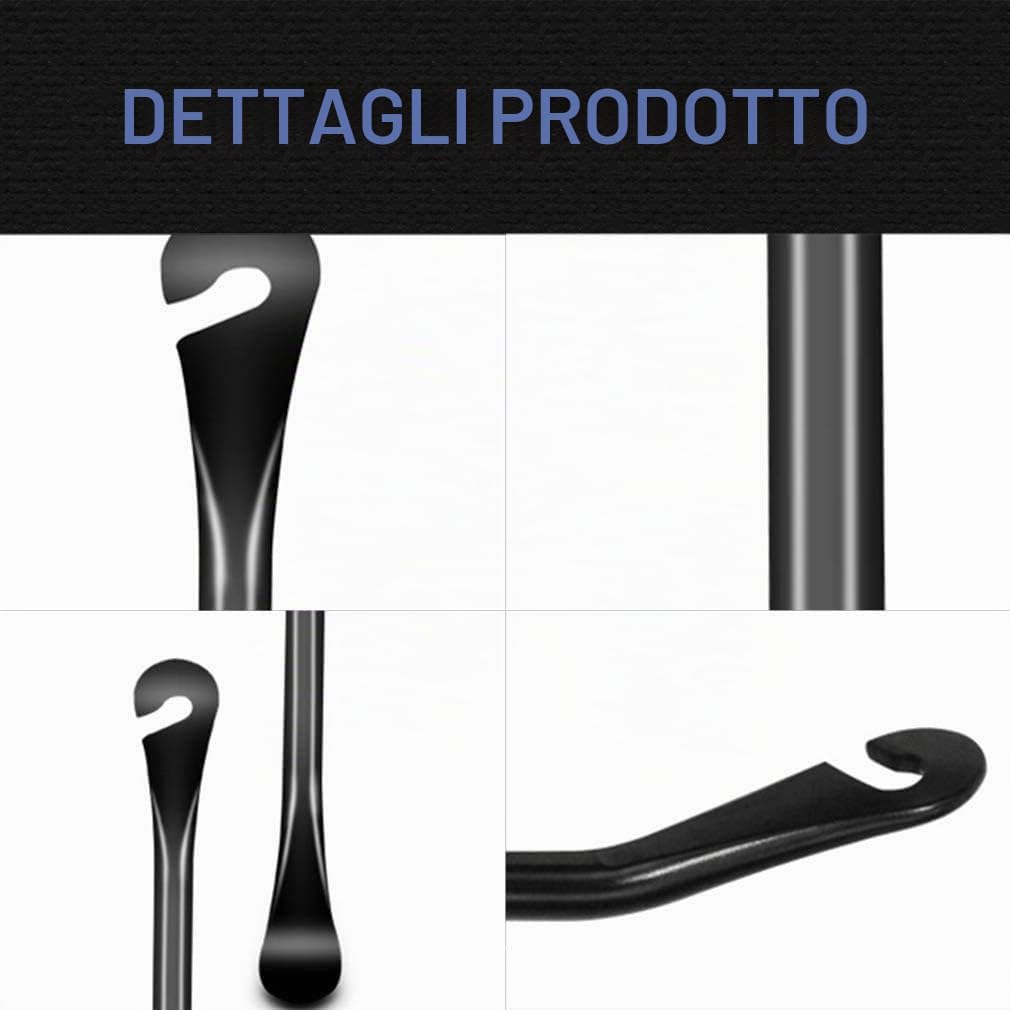 Smontaggio pneumatici Velo, 3 PZ Francaise Smontaggio Pneumatici Velo a Forma di Gancio in Acciaio, Leve per Pneumatici da Bicicletta, Pinza Pneumatico per MTB/BMX