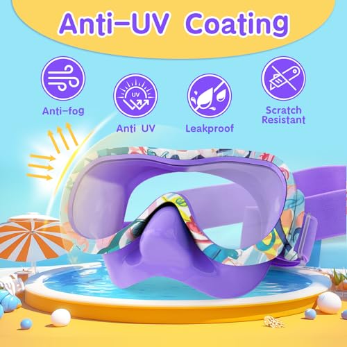 iGym Kids Swim Goggles, Snorkel Mask Diving Mask Swimming Goggles con protección nasal y correas elásticas, Bolsa de malla miniatura 5