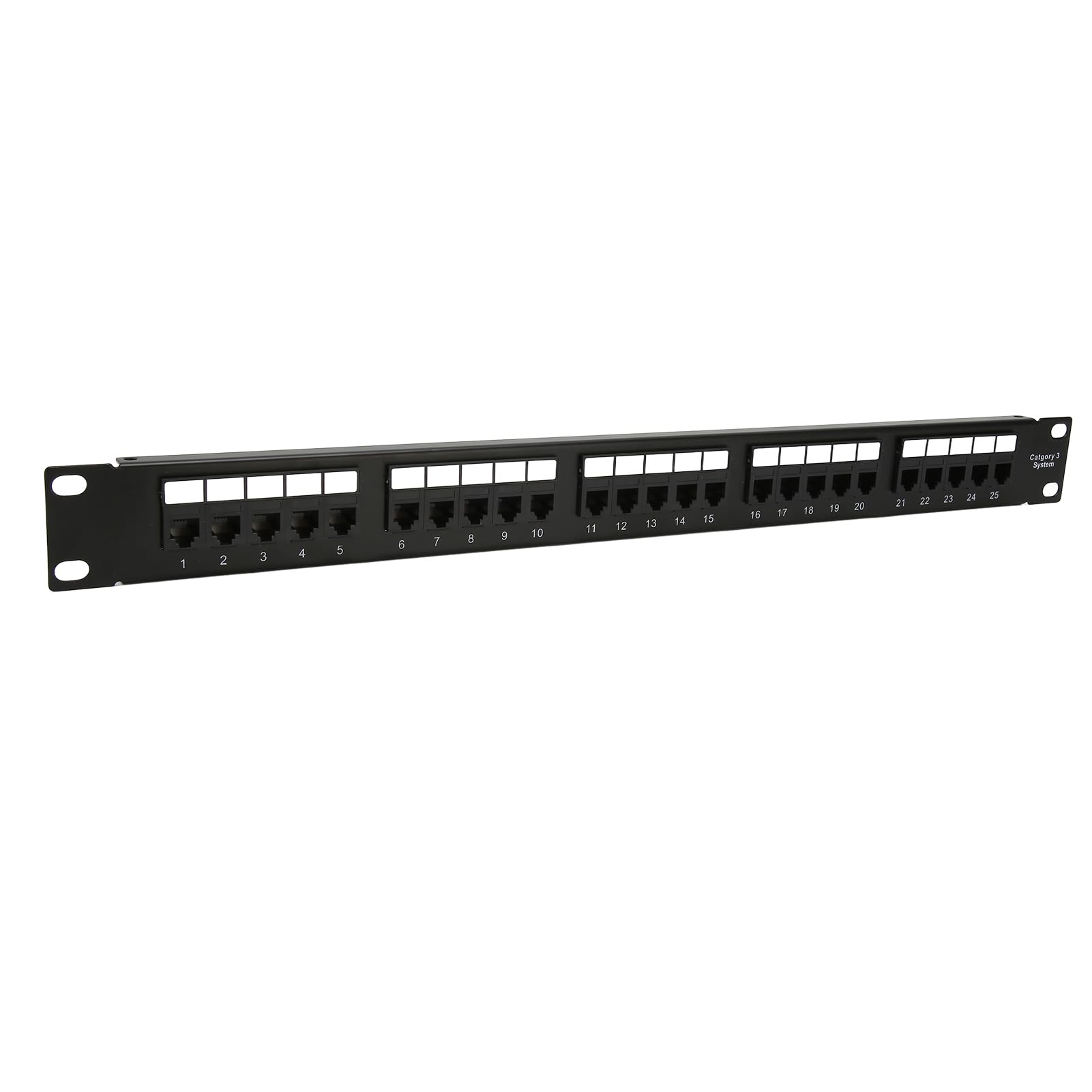ciciglow Pannello patch CAT3 a 25 porte, anti interferenza, pin RJ11 placcato oro, accoppiatore passante con vernice metallizzata per armadio rack da 48 cm, progettato per cablaggio CAT3