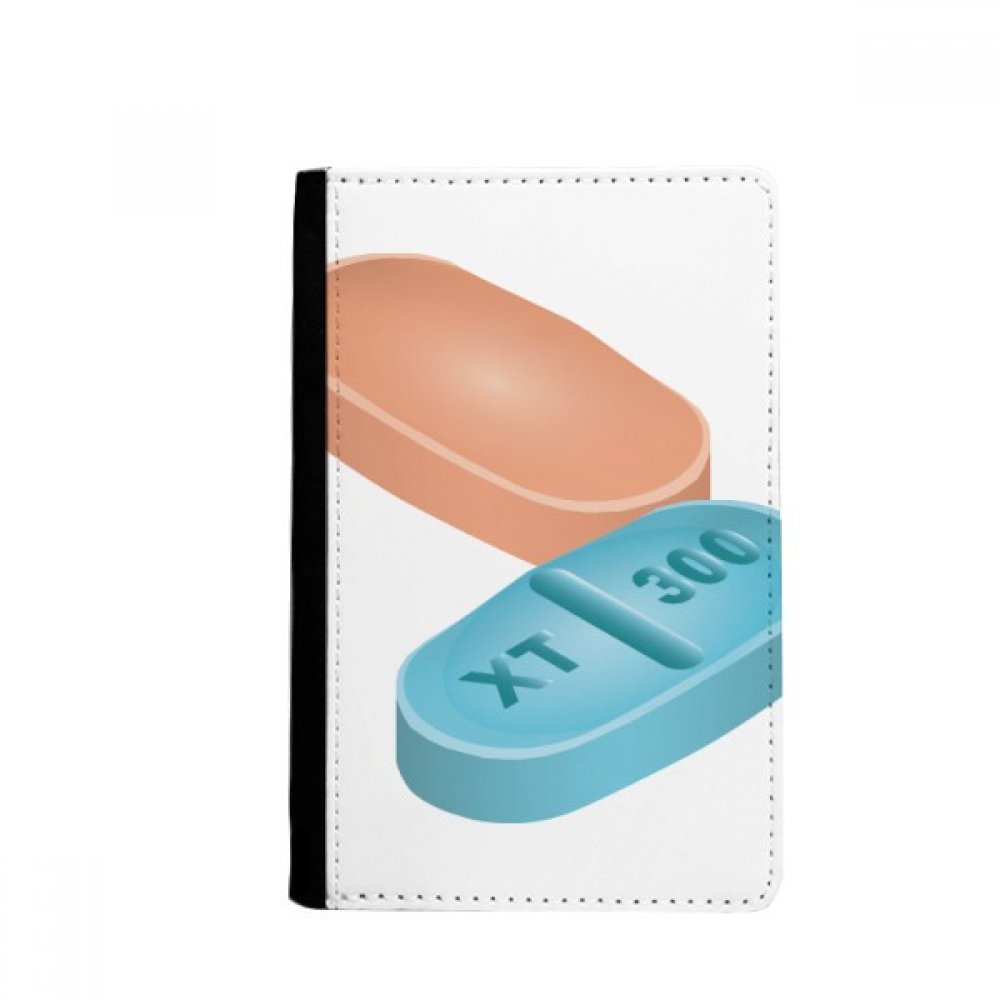 DIYthinker Health Care Products Pill Illustration Pattern Passport Holder Notecase Burse Wallet Cover Card Purse