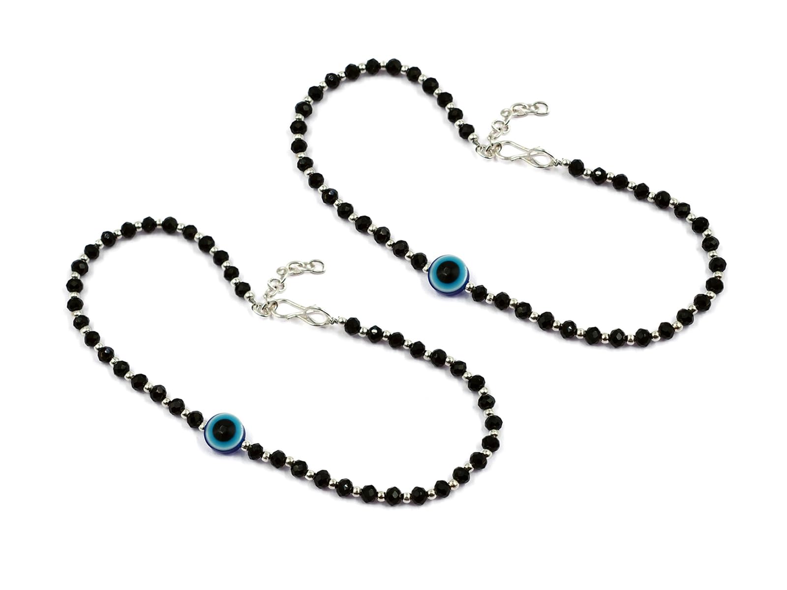 Latest Trend Brass Metal Evil Eye Charm Nazariya Payal (Anklet) | Black & Silver Beads (Crystal) | Stylish Anklet for Girls and Women-image-28