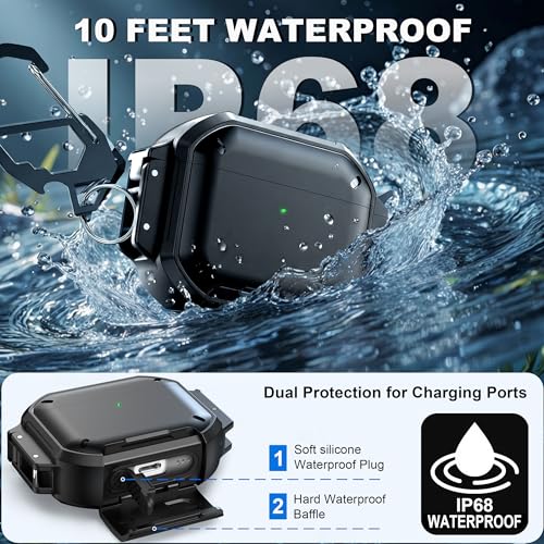 Image of RFUNGUANGO IP68 Waterproof AirPods Pro 3 Case with Lock, Black