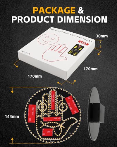 Image of 8-in-1 Hand Gesture Light for Car, [4 Gestures & 4 Emojis] Glogesture Light with Heat-Resistant 3M Velcro, [Remote Control] Road Rage Hand Led Sign for Car Window, Funny Truck Accessories