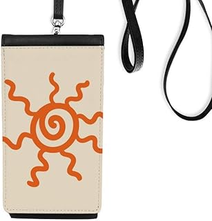 Orange Hand Painting Sunshine Sun Phone Wallet Purse Hanging Mobile Pouch Black Pocket