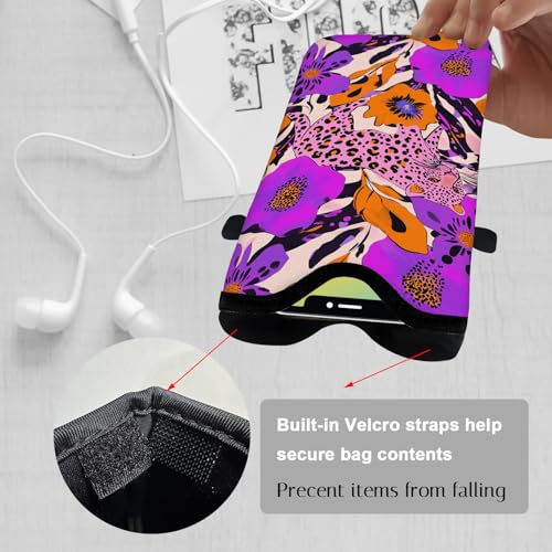 Image of Neoprene Cell Phone Sleeve Pouch Case Bag with Crossbody Strap Neck Lanyard for Women 7.1 X 3.9 in Purple Pink