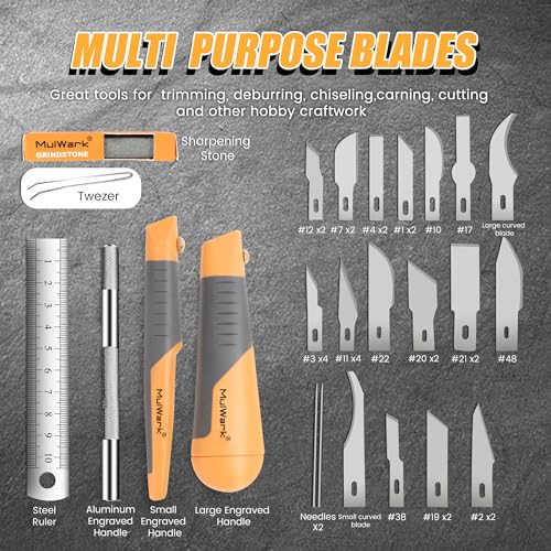 image for MulWark 41-Piece Precision Hobby Knife Set - Exacto Knife Set For Mode