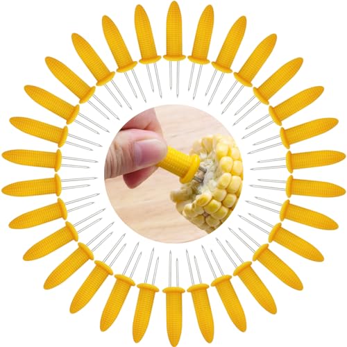 DKDDSSS 30 Pcs Corn Holders, Corn on The Cob Skewers Holders, BBQ Corn Skewers, Corn on The Cob Forks, for Kitchen, BBQ, Parties, Picnics and Camping