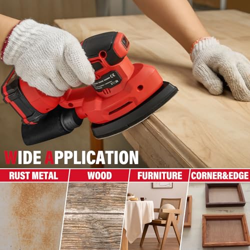 TEENO 3-in-1 Cordless Multifunction Sander, 20V 2A Battery, 13000 RPM Delta Sander with Dust Collection Bag, 15 Sheets of Abrasive Paper, 140x96.6mm 5 TEENO 3-in-1 Cordless Multifunction Sander, 20V 2A Battery, 13000 RPM Delta Sander with Dust Collection Bag, 15 Sheets of Abrasive Paper, 140x96.6mm - Image 5