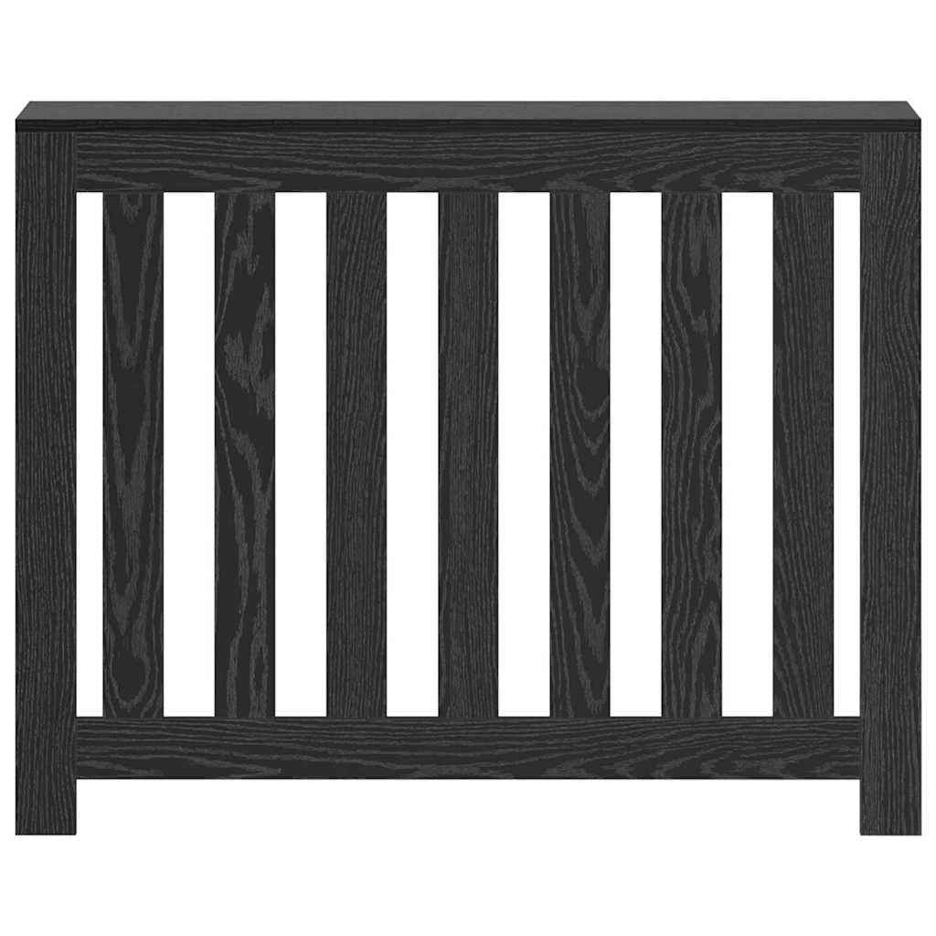 Heizkörperabdeckung Schwarz Eichen-Optik aus Holzwerkstoff 104 x 20 x 82 cm mit oberem Regalfach für Wohnzimmer, Bad, Küche zur Wärmeaufwertung