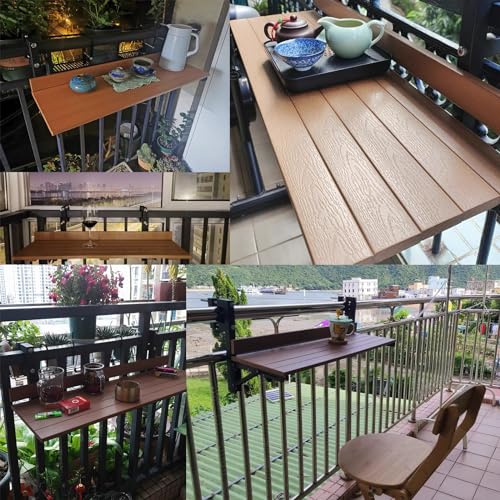 Table Bar Balcon réglable 80 à 120cm en plastique injecté robuste jaune