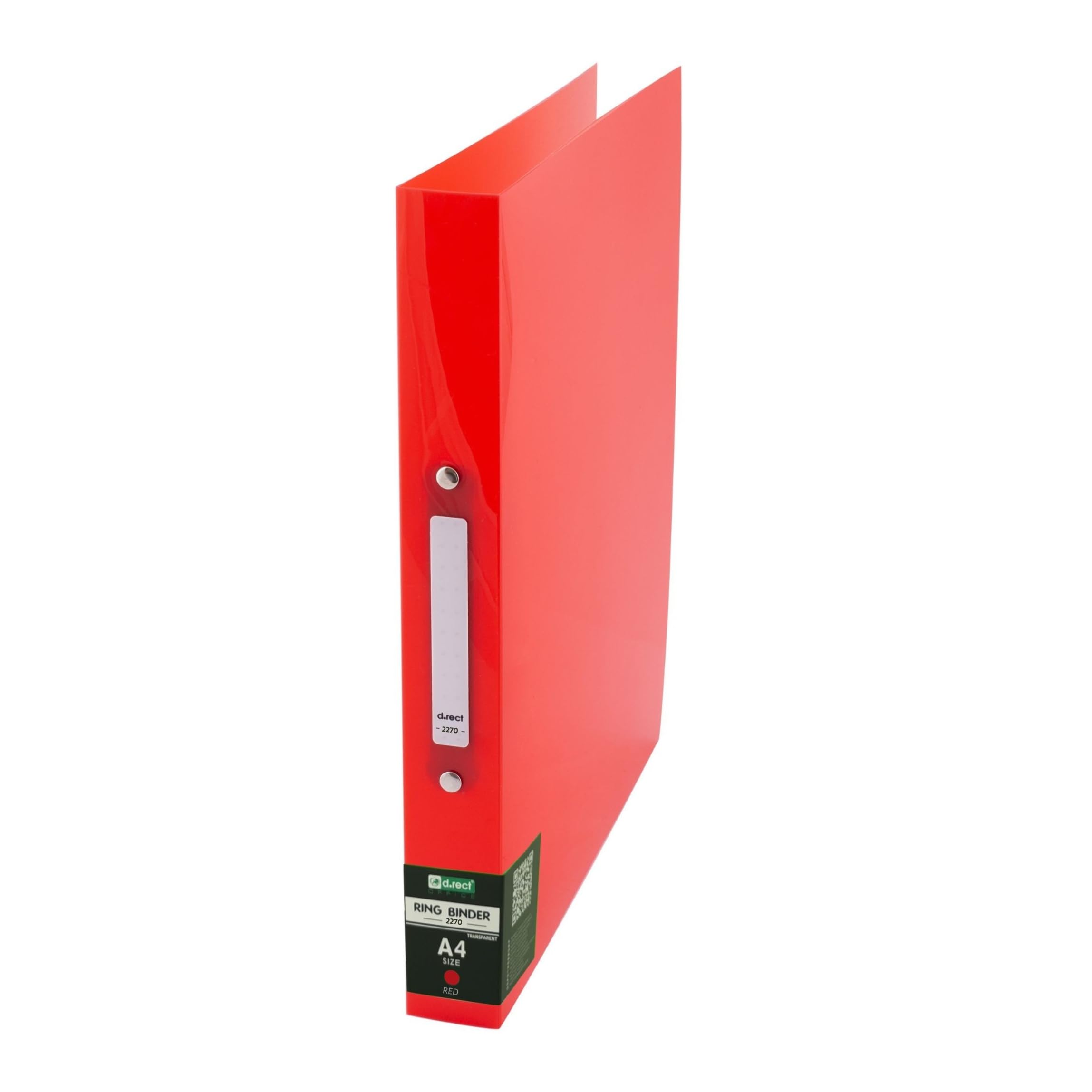 D.RECT A4 Ring Binder 2 Ring 35mm Spine – Durable PP Lever Arch File Folder with Inside Pocket – Red