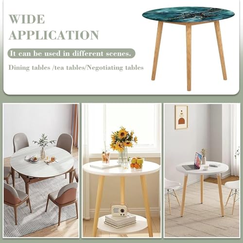 Nappe ronde moderne en polyester de qualité supérieure motif marbre vert - 5