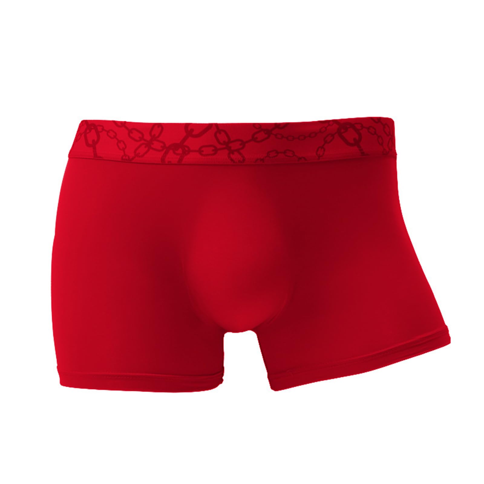 Evankin Men's Red Boxer Brief Underwear Ice Silk Sexy Mesh See Through Underpants U-Shaped Pouch Mid Waist Boxers Shorts（-Xs）