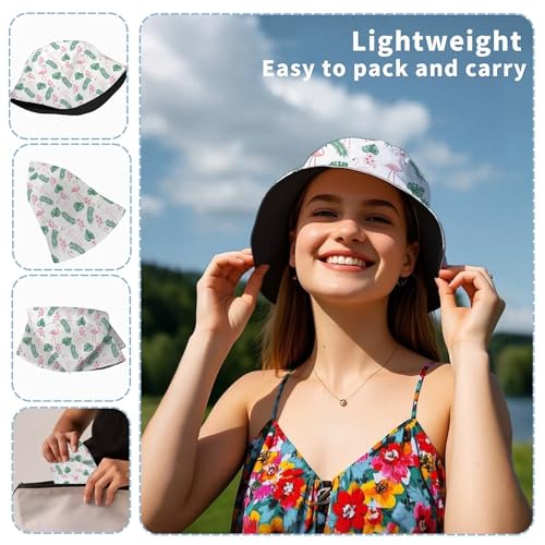 Image of Cool Bucket Hat Beach Sun Hat Beach Fishing Hat for Men Women Teens, Reversible Double-Side-Wear