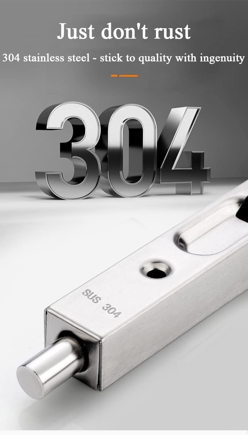 Stainless Steel Flush Bolt Sliding Lock, Concealed Door Latch for French, Composite, Wood, and Double Doors, Lever Action Design with Screws, Durable & Rust-Resistant