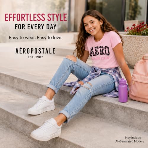 Image of Girls T-Shirts, Soft Cotton Blend Short Sleeve Crewneck Logo Tee (7-16)