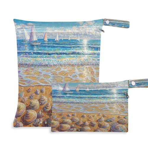 ATTX Sea Beach Wet Dry Bags 2-Pack - Reusable Cloth Diaper Storage for Travel, Beach & Gym | Multi-Use Waterproof Bags for Swimsuits, Baby Clothes, Sports Gear#27