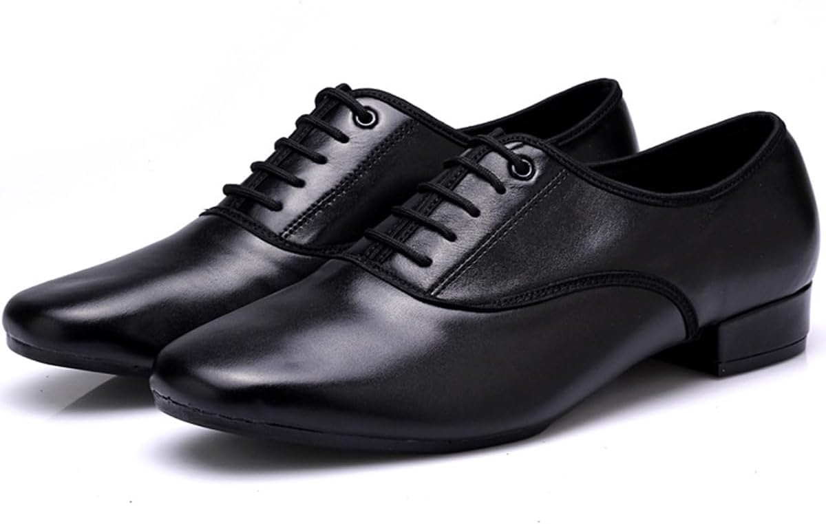 Men's Modern Dance Shoes Lace-up Latin Waltz Ballroom Tic Tap Evening Dancing Practice Performance Shoes Low Heel
