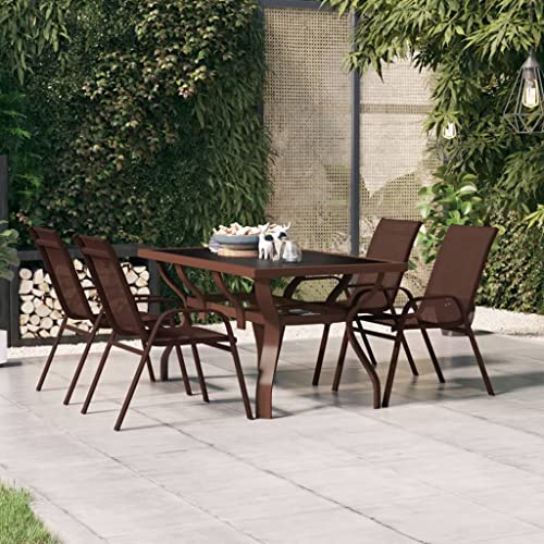 Bowekam Gartentisch Braun Schwarz 140x70 Stahl Glas