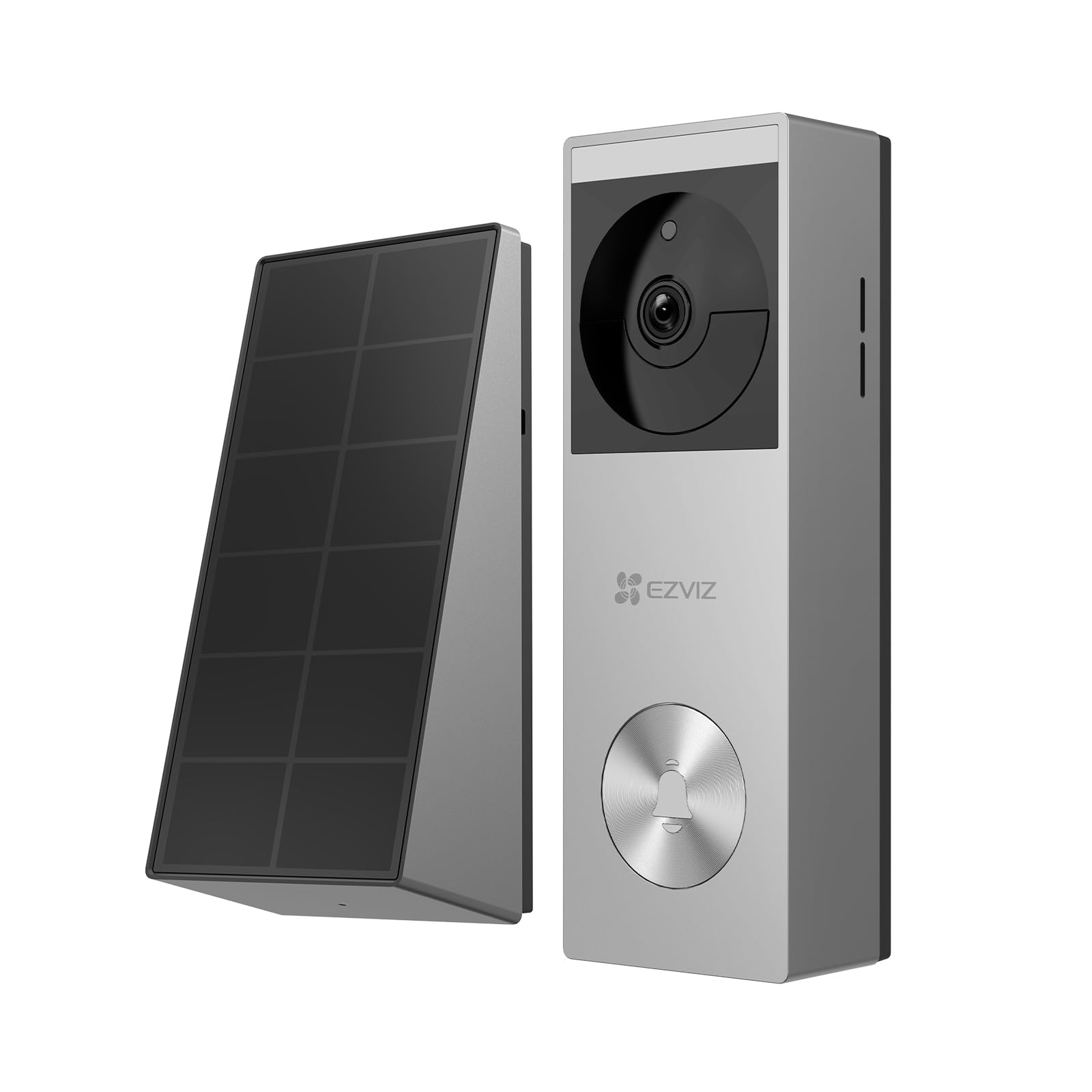 EZVIZ Intelligente Video-Türklingel, kabellose Türkamera mit Solarpanel und 5200mAh-Akku, 2K und Farbnachtsicht, Personen/PIR-Erkennung, Zwei-Wege-Audio, 8GB eMMC-Speicher, CP3 Pro