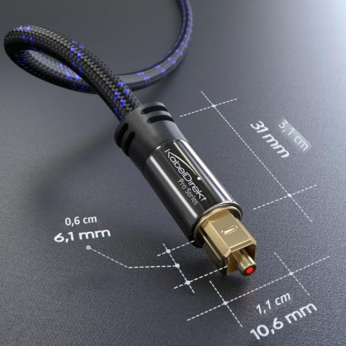 Miniatura 6 de Kabeldirekt Cable Toslink, Óptico Audio Digital Con 0 De Pérdida De Señal 5m Cable Fibra Óptica S Pdif, Sistema Estéreo Barra De Sonido, Xbo Ps4, Trenzado Nylon