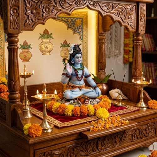 Image of Handcrafted Lord Shiva Marble Idol 5 Inch | Mahadev Murti for Home Mandir, Pooja Room & Meditation Corner | Decorative Shiv Statue for Vastu, Spiritual Decor & Religious Gifts