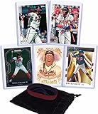 Ronald Acuna Jr. Baseball Cards (5) ASSORTED Atlanta Braves Trading Card and Wristbands Gift Bundle