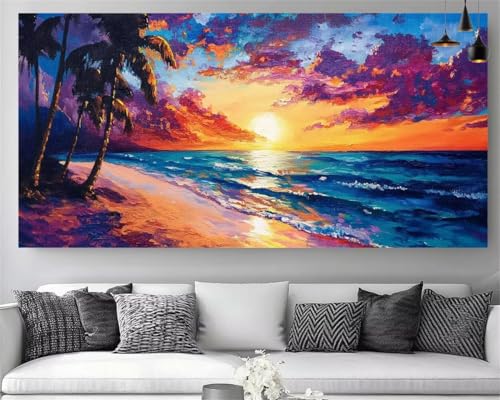 Peinture diamant 5D grand format 100x200cm motif paysage de mer