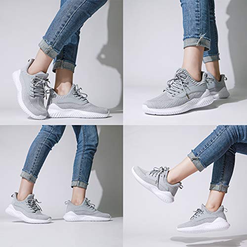 Image of Akk Womens Walking Shoes - Slip On Tennis Running Shoes Memory Foam Lightweight Work Sneakers for Indoor Outdoor Gym