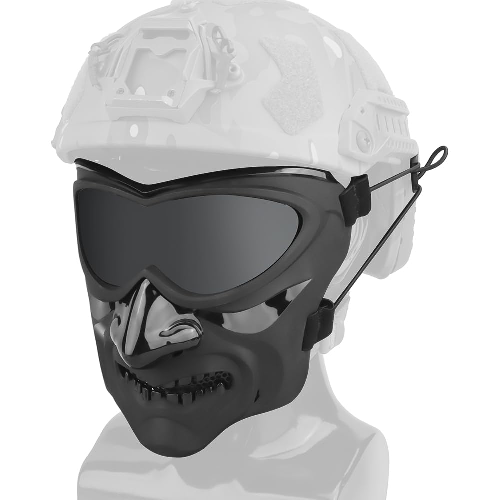 Maschera tattica integrale, lente grigia, traspirante, per softair, paintball, per tiro a segno, caccia e feste in costume di Halloween