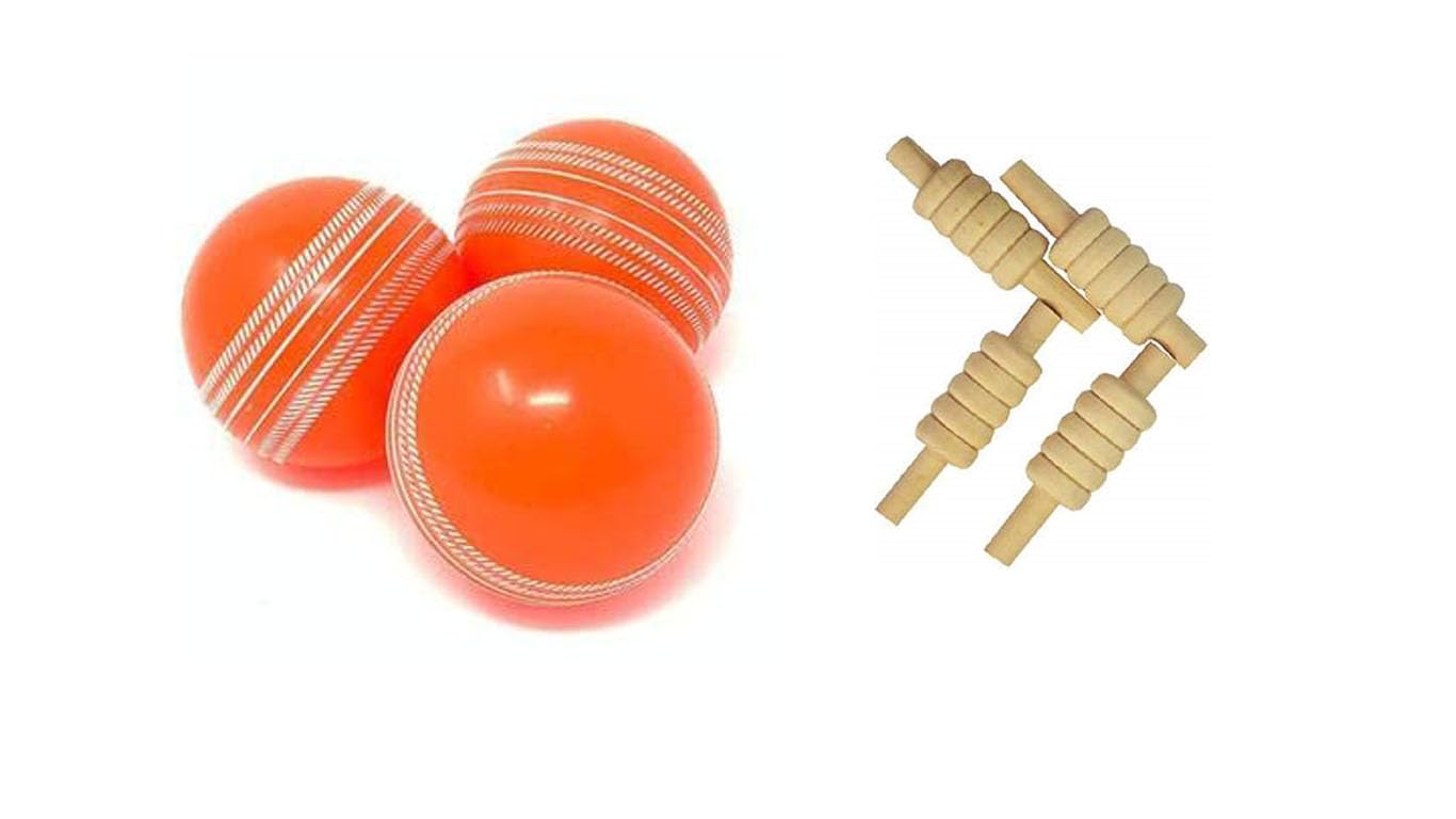 Onekbhalo Cricket Rubber Synthetic Ball i10 with Wooden Bails for Cricket Practice Pack of 3-picture-12